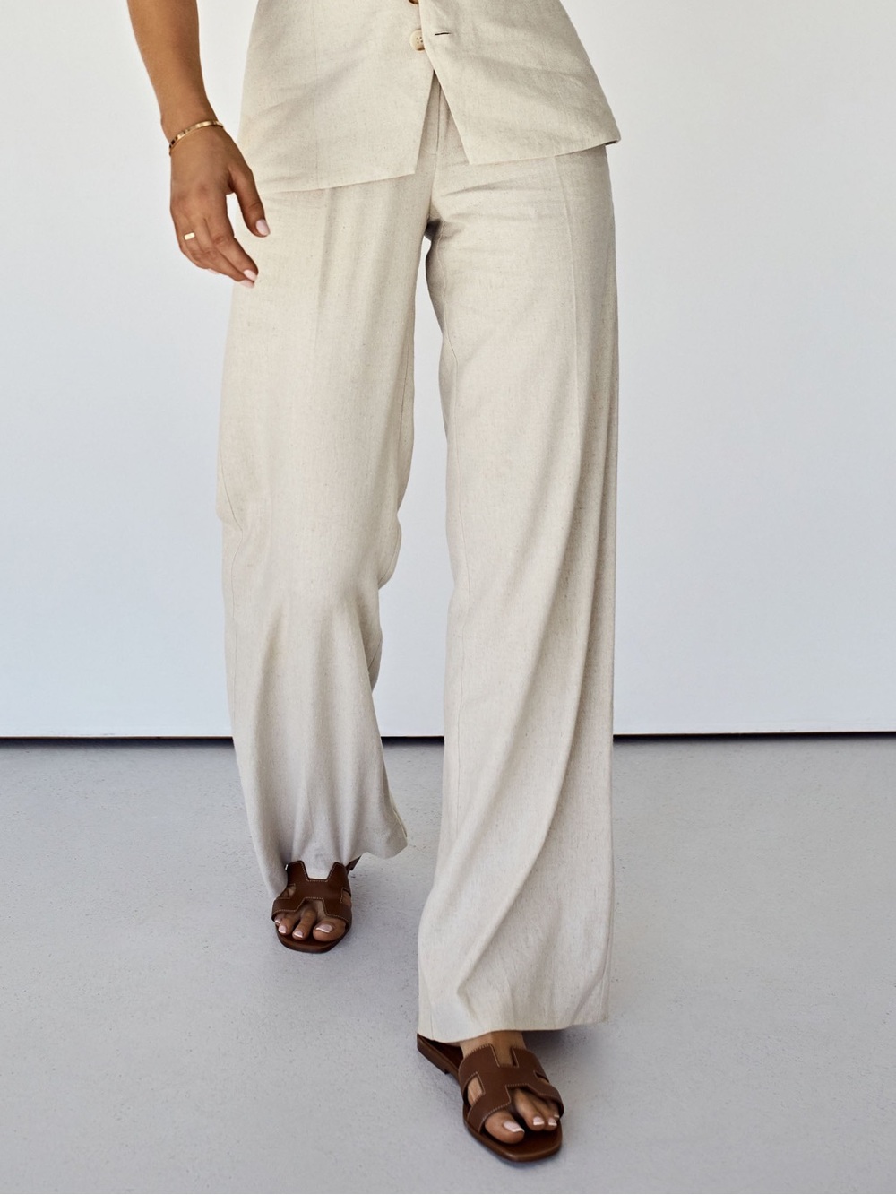 Meshki Linen Blend Wide Leg Pants Size Small